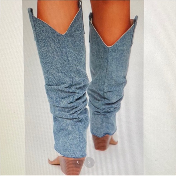 Fashion Nova Coolest In The Streets Knee High Boots Dark Denm Size 9 NWT - Picture 4 of 15